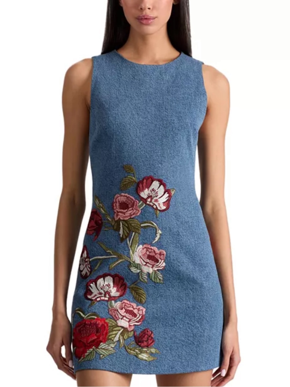 Alice + Olivia Cade Embroidered Sleeveless Shift Mini Dress 6